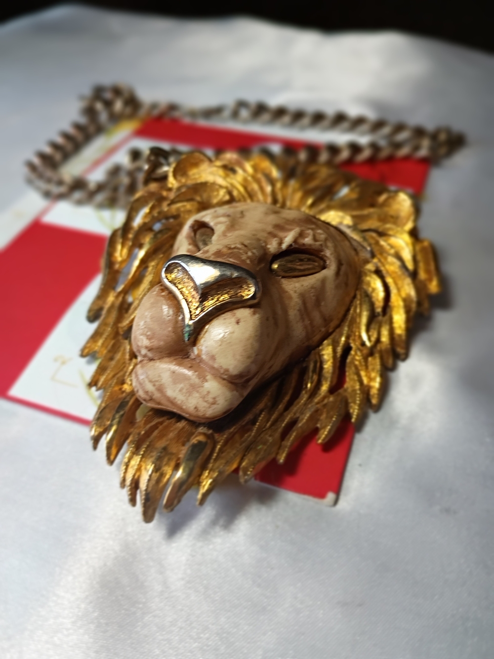 Gold Lion Head Pendant Necklace - Men Accessories